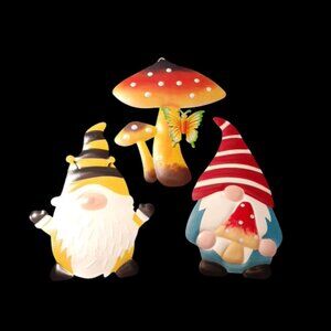 Gnomes and Mushrooms Metal Wall Hangings - Lot of 3 - Really Cute Wall Hangings!